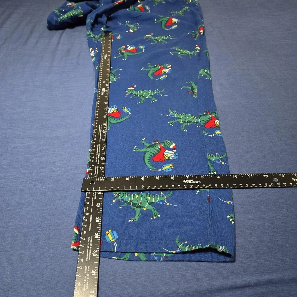 Old Navy Pajama Pants Mens 2XL Blue Flannel Dinosaur Christmas Print Lounge